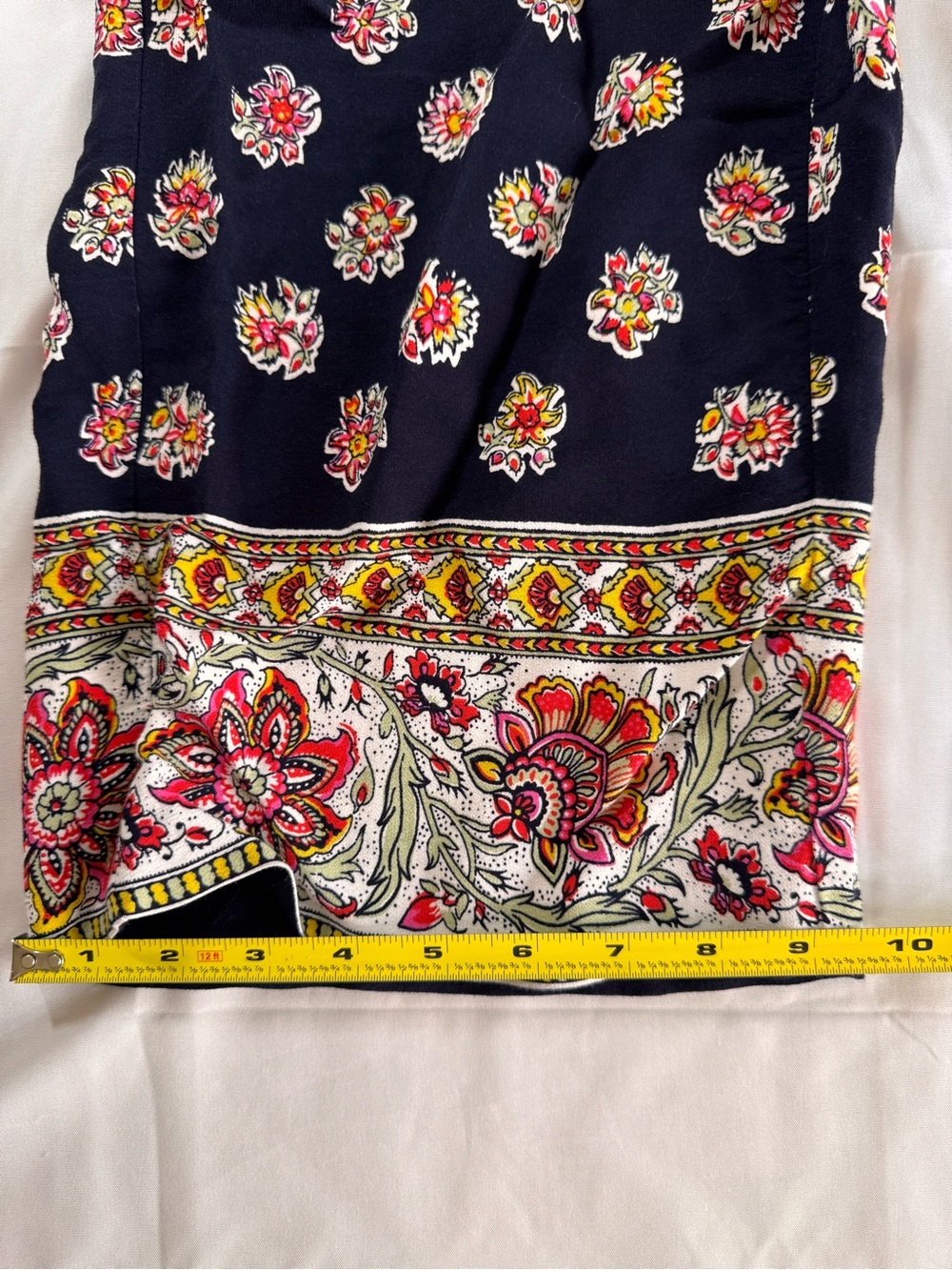 LOFT Navy Floral Pull On drawstring cropped wide legged - Picture 3 of 7